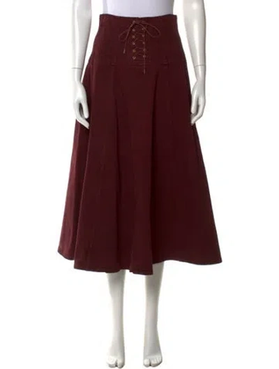 Pre-owned Ulla Johnson Whipstitch Trim Long Skirt In Burgundy