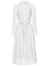Ulla Johnson White Cotton Poplin Midi Shirt Dress In White