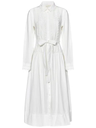 Ulla Johnson White Cotton Poplin Midi Shirt Dress