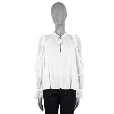 Pre-owned Ulla Johnson White Cotton Shirley Semi Sheer Ruffled Blouse Shirt M
