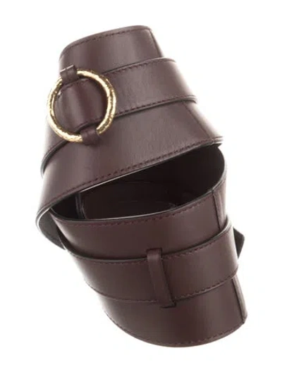 Pre-owned Ulla Johnson Wide Leather Waist Belt In Burgundy