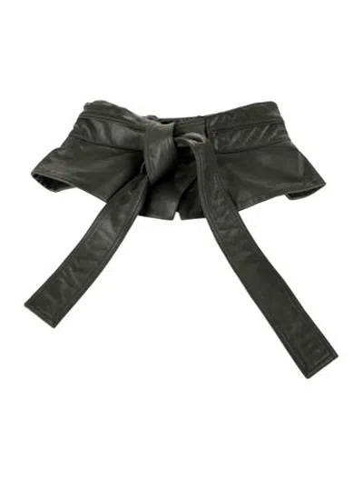 Pre-owned Ulla Johnson Wide Leather Waist Belt In Green