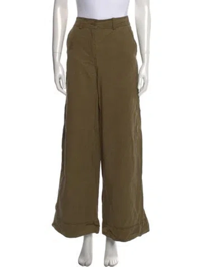 Pre-owned Ulla Johnson Wide Leg Pants In Green