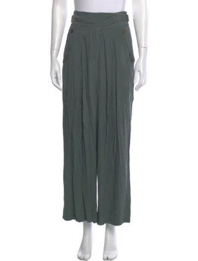 Pre-owned Ulla Johnson Wide Leg Pants In Green