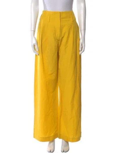 Pre-owned Ulla Johnson Wide Leg Pants In Yellow