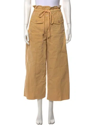 Pre-owned Ulla Johnson Wide Leg Pants In Yellow