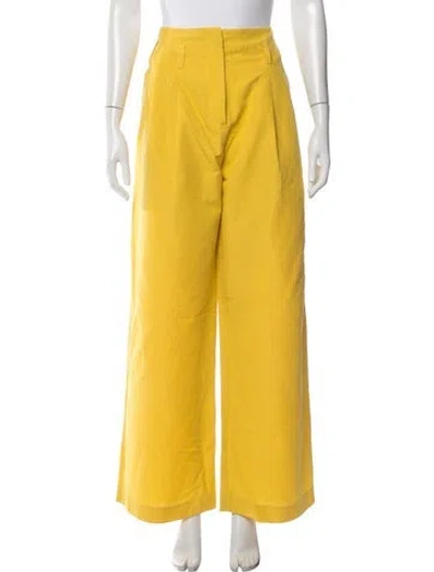 Pre-owned Ulla Johnson Wide Leg Pants In Yellow