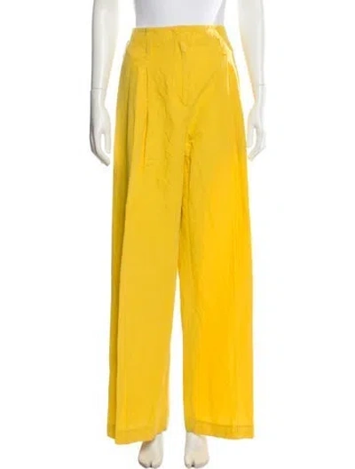 Pre-owned Ulla Johnson Wide Leg Pants In Yellow