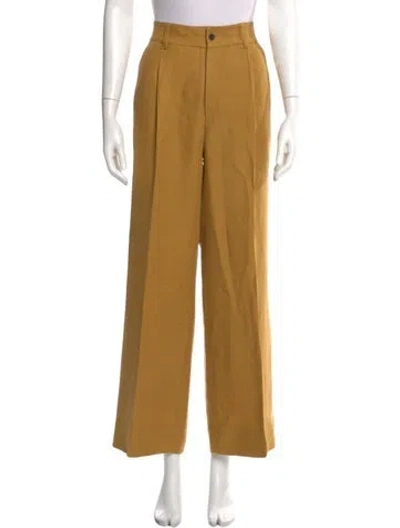 Pre-owned Ulla Johnson Wide Leg Pants In Yellow