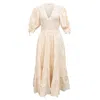 Ulla Johnson Wilda Midi Tiered Dress Cream Cotton In Gold