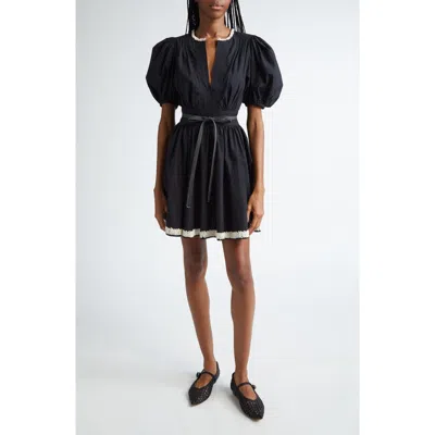 Ulla Johnson Wilda Puff Sleeve Minidress In Raven