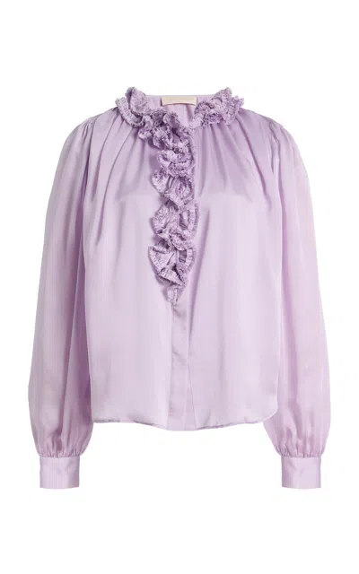 Ulla Johnson Willhemina Textured Silk Blouse In Purple