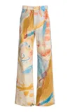 Ulla Johnson Willow Printed Denim Wide-leg Jeans In Multi