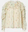 Ulla Johnson Delfina Long-sleeve Silk Chiffon Blouse In Yellow