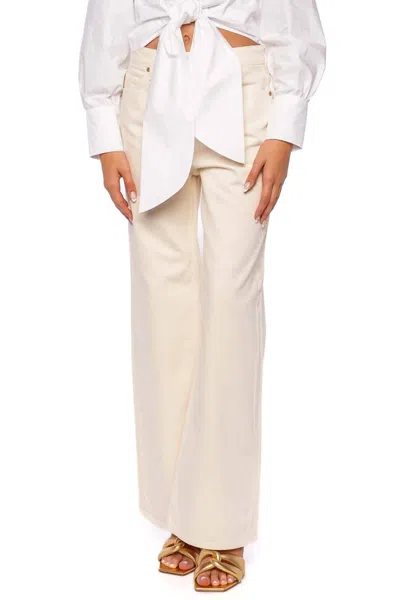 Ulla Johnson Willow Wide Leg Jean In Pearled Cowrie In Neutral