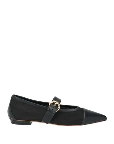Ulla Johnson Woman Ballet Flats Black Size 8.5 Leather, Textile Fibers