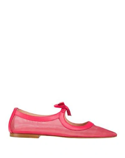 Ulla Johnson Woman Ballet Flats Fuchsia Size 8 Textile Fibers, Leather In Pink
