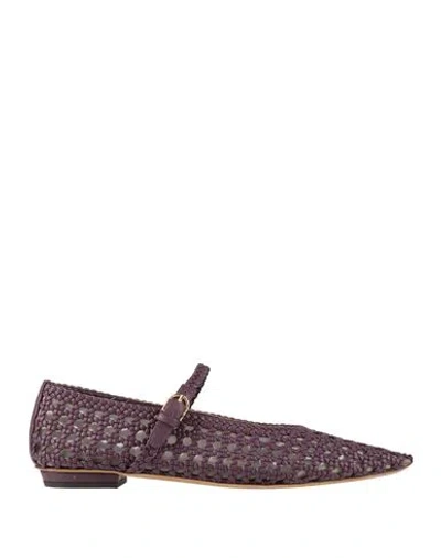 Ulla Johnson Woman Ballet Flats Plum Size 8.5 Leather In Purple