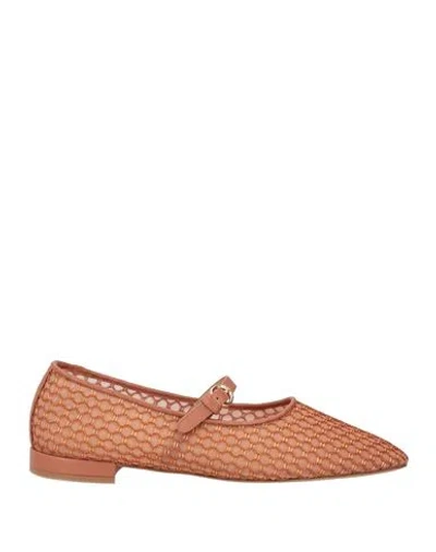Ulla Johnson Woman Ballet Flats Tan Size 11 Leather, Textile Fibers In Brown
