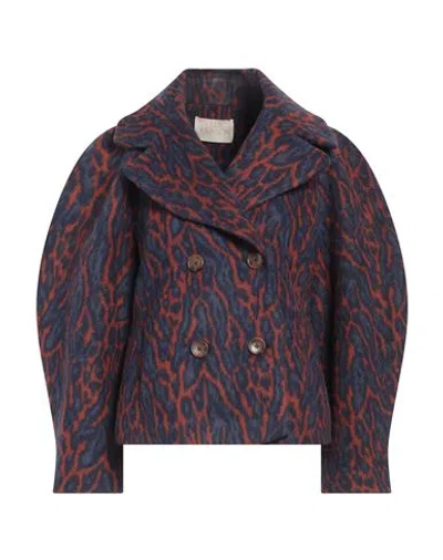Ulla Johnson Dorothea Double-breasted Brushed Wool-blend Leopard-jacquard Jacket In Dark Purple