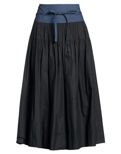 Ulla Johnson Woman Midi Skirt Midnight Blue Size 8 Cotton In Black