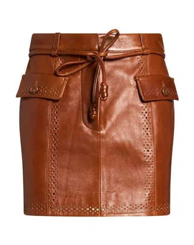 Ulla Johnson Woman Mini Skirt Brown Size 6 Lambskin