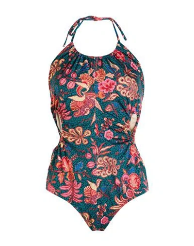 Ulla Johnson Floral-print Cut-out Swimsuit In Green