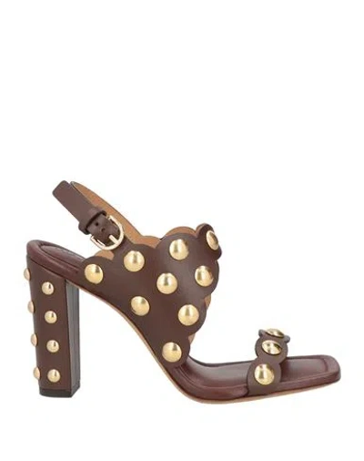 Ulla Johnson Woman Sandals Chocolate Brown Size 8.5 Calfskin