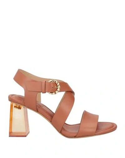 Ulla Johnson Woman Sandals Tan Size 10 Calfskin In Brown