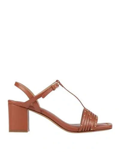 Ulla Johnson Woman Sandals Tan Size 8 Cowhide In Brown
