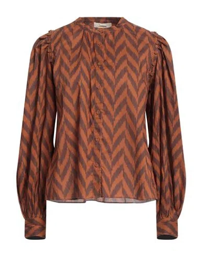 Ulla Johnson Woman Blouse Brown Size 6 Cotton