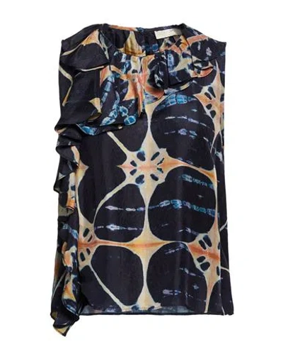 Ulla Johnson Woman Top Navy Size 10 Silk In Multi