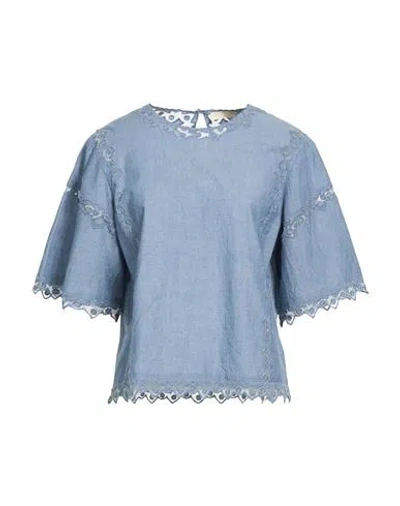 Ulla Johnson Woman Top Slate Blue Size 8 Cotton