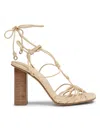 ULLA JOHNSON WOMEN'S 100MM KNOTTED LEATHER ANKLE-WRAP SANDALS