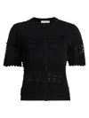 Ulla Johnson Abriana Eyelet-embellished Knitted Shirt In Black