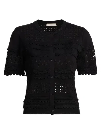 Ulla Johnson Women's Abriana Eyelet Cropped Cardigan In Black