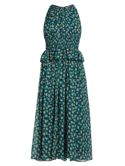 Ulla Johnson Women's Adeline Floral Silk Midi-dress In Purple