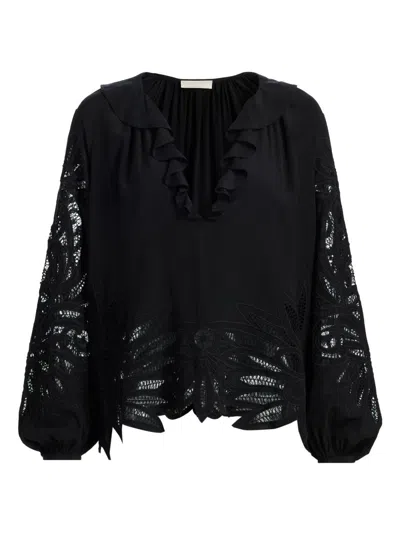 Ulla Johnson Women's Adonis Silk Puff-sleeve Blouse In Black