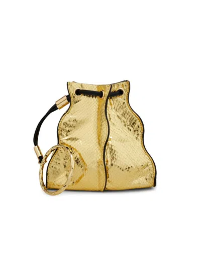 Ulla Johnson Women's Adria Pleated Wave Drawstring Pochette Bag In Gold