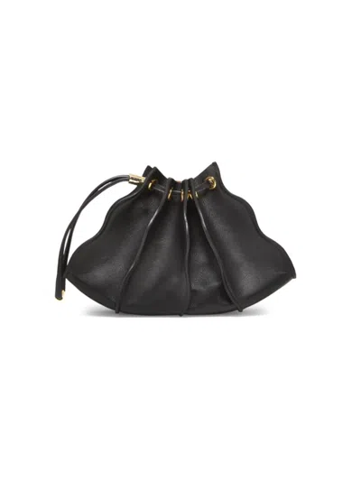 Ulla Johnson Women's Adria Pleated Wave Leather Wristlet In Noir