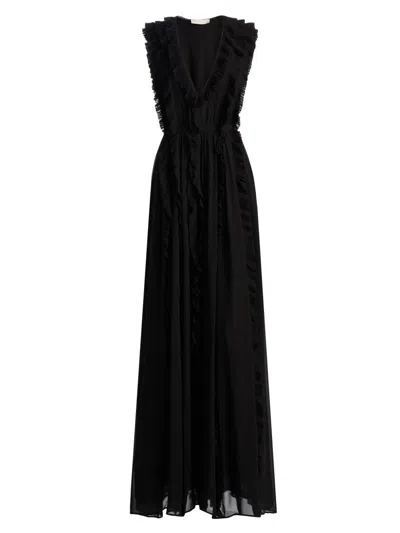 Ulla Johnson Women's Aida Silk Cascading Ruffle Gown In Black