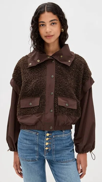 Ulla Johnson Women's Aidan Teddy Fleece Jacket In Onyx In Brown