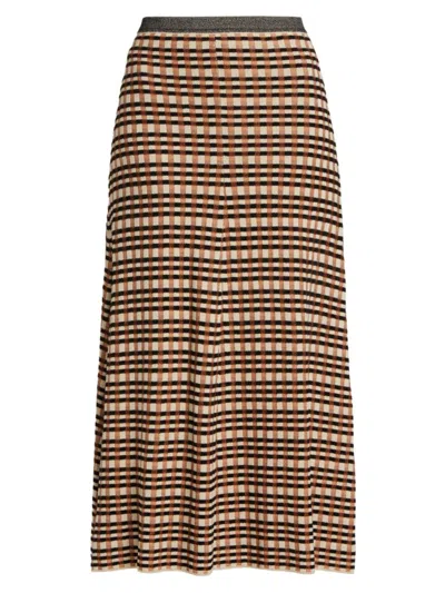 Ulla Johnson Amal Checked Midi Skirt In Tierra Check