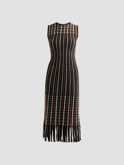 Ulla Johnson Women's Amina Fringed Float-stitch Knit Wool-blend Midi Dress In Noctis
