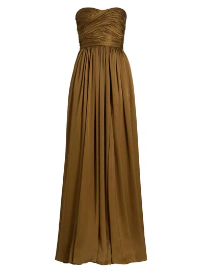 Ulla Johnson Women's Anastasia Silk Gathered Strapless Gown In Green
