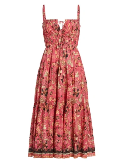 Ulla Johnson Women's Anisa Floral Cotton Gathered Midi-dress In Hollyhock