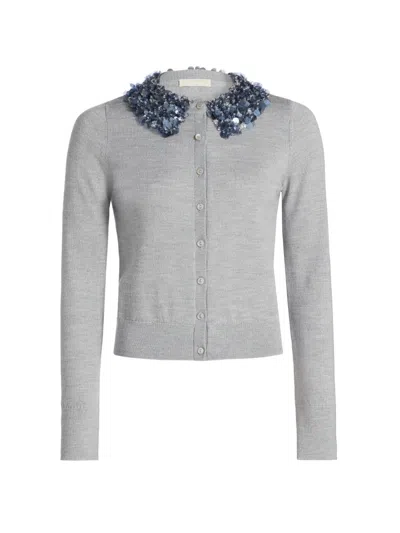 ULLA JOHNSON WOMEN'S ANNA EMBELLISHED-COLLAR MERINO WOOL CARDIGAN