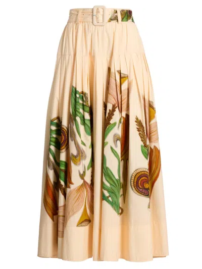 Ulla Johnson Women's Anna Zemankova Filigree Belted Midi-skirt In Neutral