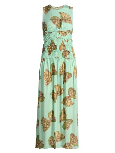 Ulla Johnson Kamaria Maxi Dress With Butterfly Print In Green