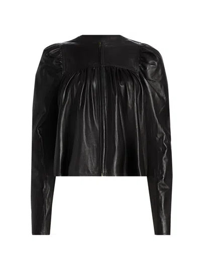 Ulla Johnson Women's Anouk Ruched Leather Jacket In Black